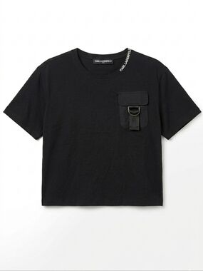 NWOT -  ​KARL LAGERFELD PARIS Black Short Sleeve Utility Pocket T-Shirt